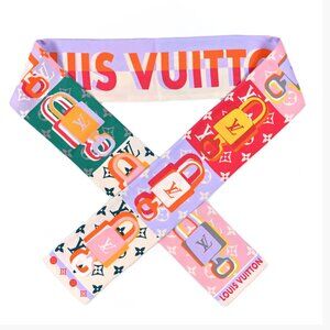 Louis Vuitton LV Unlocked Silk Bandeau Rose Pink Multicolor Scarf NWT